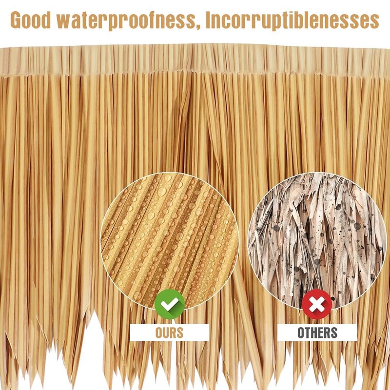 HASTHIP ® 2PCS Artificial Thatch Trim for Mexican Tiki Hut Grass Skirting Roof Yellowish Hawaii for Outdoor Bar Fence Party Interior Decor 40 * 100cm - Image 4