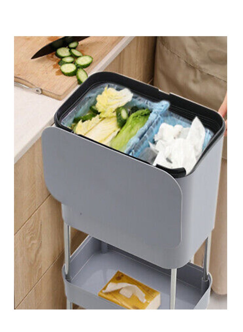 Multi-use storage drawer trash can.