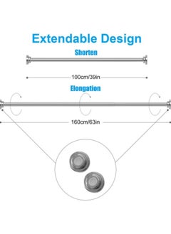 Shower Curtain Rod, 100-160cm Adjustable Tension Spring,Telescopic Curtain Pole Stainless Steel Extendable Clothes Rail Extendable Pole,No Drilling - pzsku/Z3B70BC7E1BB4D2141FDDZ/45/_/1703068153/fb3156e3-8275-4d4d-88e2-cf6593f92f3e