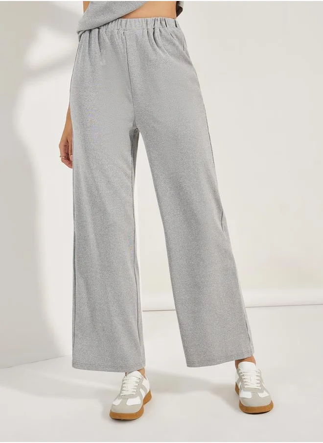 ستايلي Sleeveless Rib Knit Top & Wide Leg Joggers Co-Ords