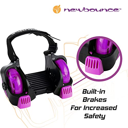 New Bounce New-Bounce Heel Wheel Skates with Lights - Jet Wheelies for Shoes - Adjustable Roller Heel Skates for Kids - One Size Fits Most (Purple) - Image 2