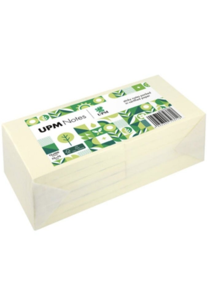 UPM - STICKY NOTE, 75x 75mm, Pastel Yellow, (Environmentally friendly) - 1200Sheets made in germany - Image 1