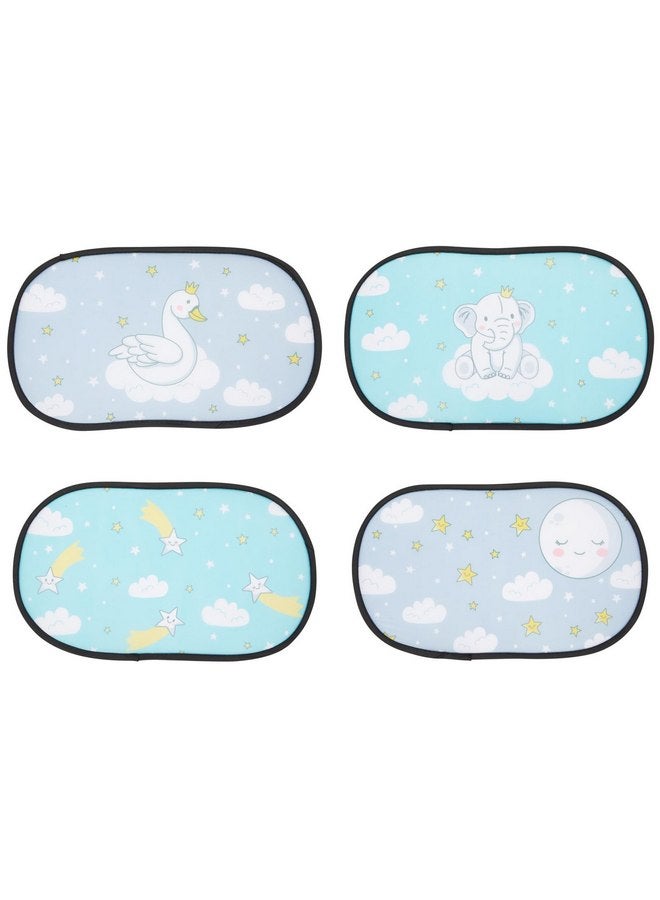 Okuna Outpost Car Sun Shade for Baby, 4 Cloud Designs with Carrying Bag (20x12 in, 4 Pack) - Image 1