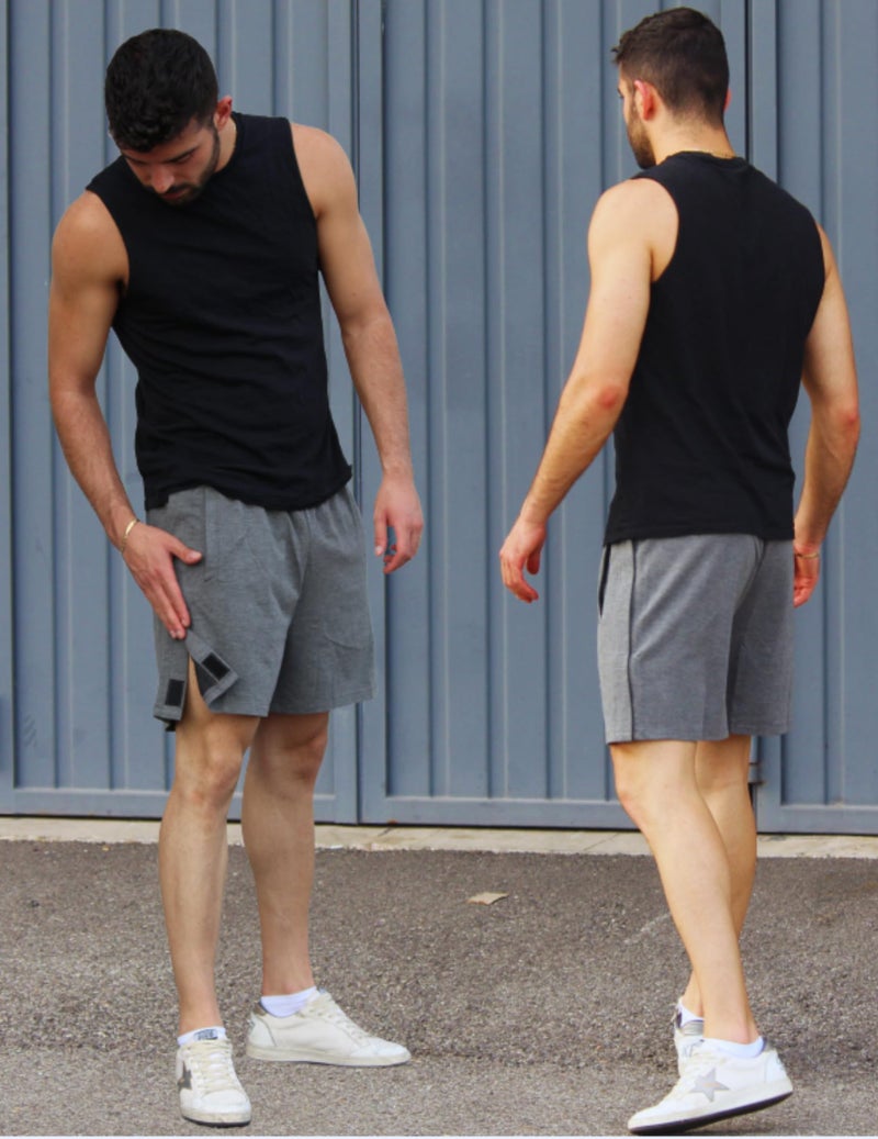 Deyeek Tear Away Shorts for Men Breakaway On Shorts Athletic After Post Hip Knee Surgery Recovery Shorts with Pockets Dark Grey - Image 4
