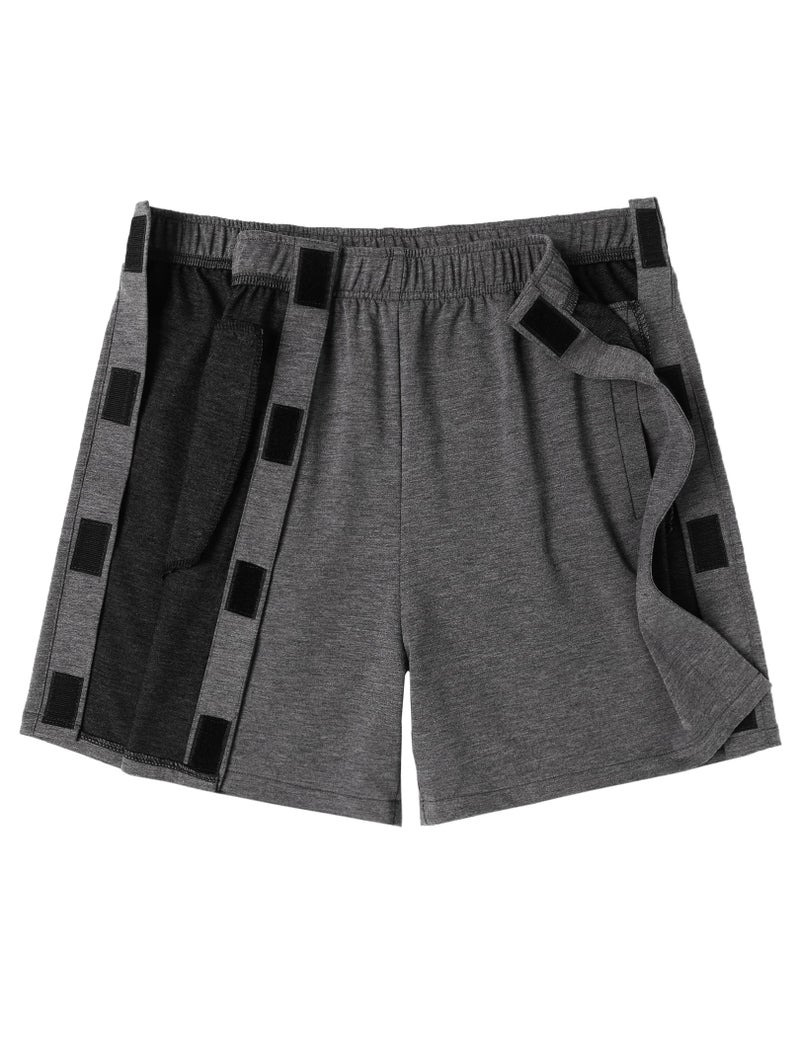 Deyeek Tear Away Shorts for Men Breakaway On Shorts Athletic After Post Hip Knee Surgery Recovery Shorts with Pockets Dark Grey - Image 3
