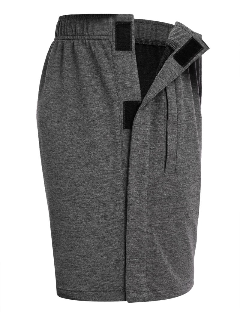 Deyeek Tear Away Shorts for Men Breakaway On Shorts Athletic After Post Hip Knee Surgery Recovery Shorts with Pockets Dark Grey - Image 2