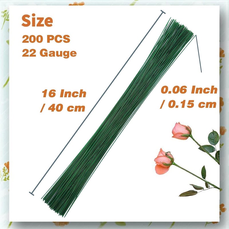 DeLush 16 Inch 22 Gauge Green Floral Wire for Flower Arrangements, DIY, Bouquet Stem Wrapping and Crafts (Pack of 150) - Image 2