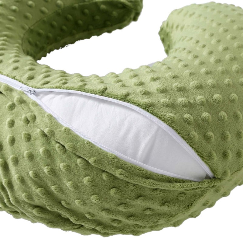 QUENESS Nursing Pillow and Positioner, Breastfeeding, Bottle Feeding, Baby Sitting Support with Removable Ultra Soft Cover, Tummy Time Support for Baby Boys and Girls (Sage) - Image 3