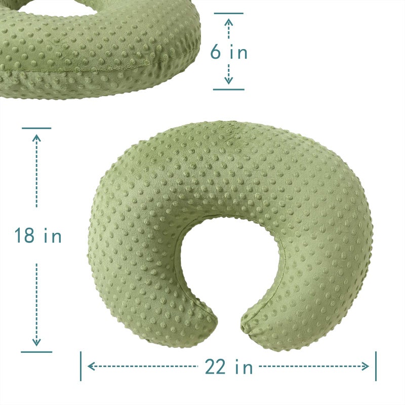 QUENESS Nursing Pillow and Positioner, Breastfeeding, Bottle Feeding, Baby Sitting Support with Removable Ultra Soft Cover, Tummy Time Support for Baby Boys and Girls (Sage) - Image 5