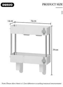 DUNISO Over The Toilet Storage Shelf, 2 Tier Waterproof Dustproof Bathroom Organizer Shelf Over Toilet, Toilet Space Saver Shelf with Hooks & Suction Cup Base, Wall Mounting Design Storage Rack, No Drilling Space Saving Bathroom Over Toilet Rack  - Image 4