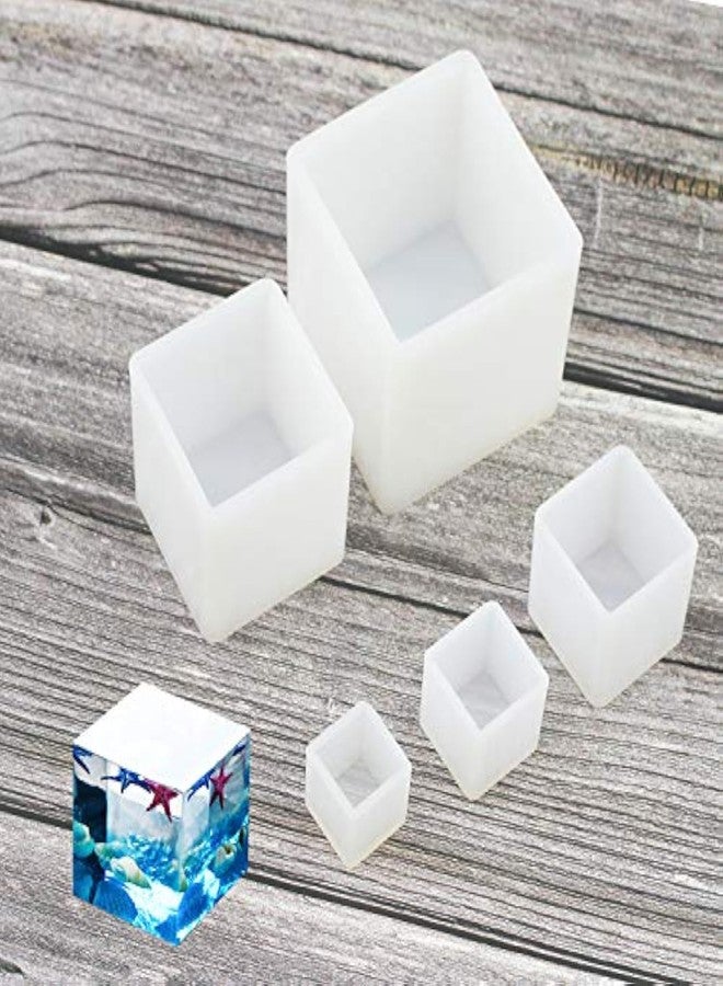 Luckkyme Resin Casting Molding Square Resin Mold Cube Silicone Molds for DIY Craft Making Silicone Clear Casting Molds (5size) - Image 1