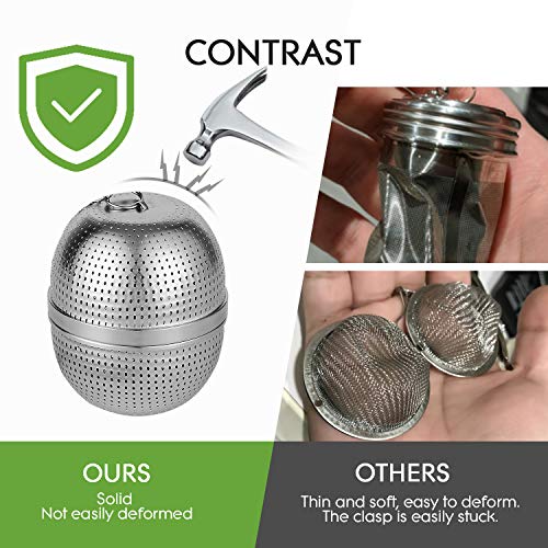 YEOSEN Tea Infuser Ball,Tea Strainer Ball for Loose Leaf Tea, Spice Infuser Stainless Steel Mesh, Fine Threaded Connection, 4.3 inch Chain with Drip Tray - Image 3