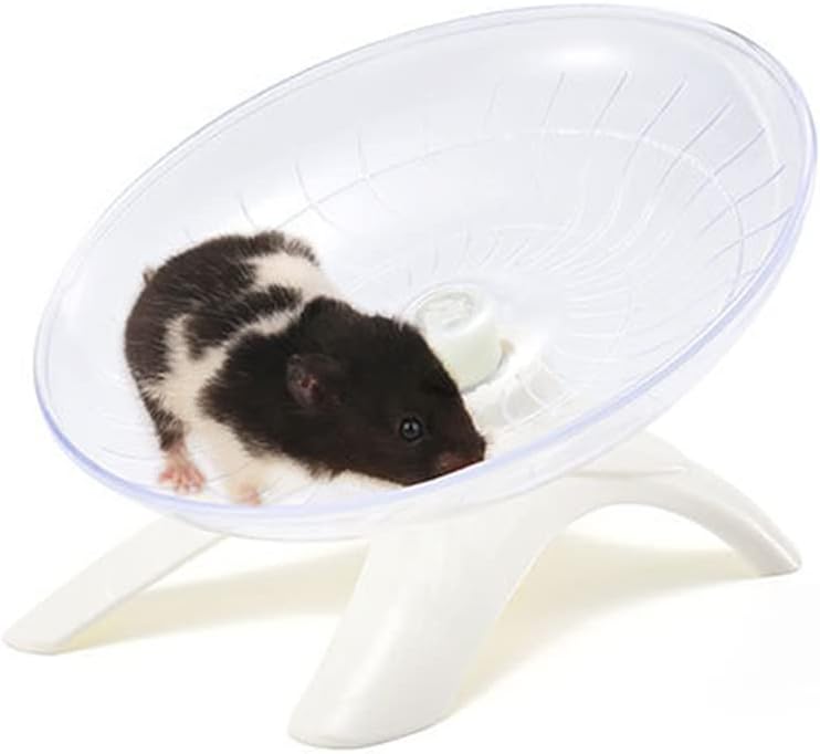 Neostyle Hamster Flying Saucer,Silent Running Exercise Wheel,Hamster Exercise Toys,for Hamsters,Gerbils,Chinchilla,Mice,Hedgehog and Other Small Pets (White(include holder)) - Image 1