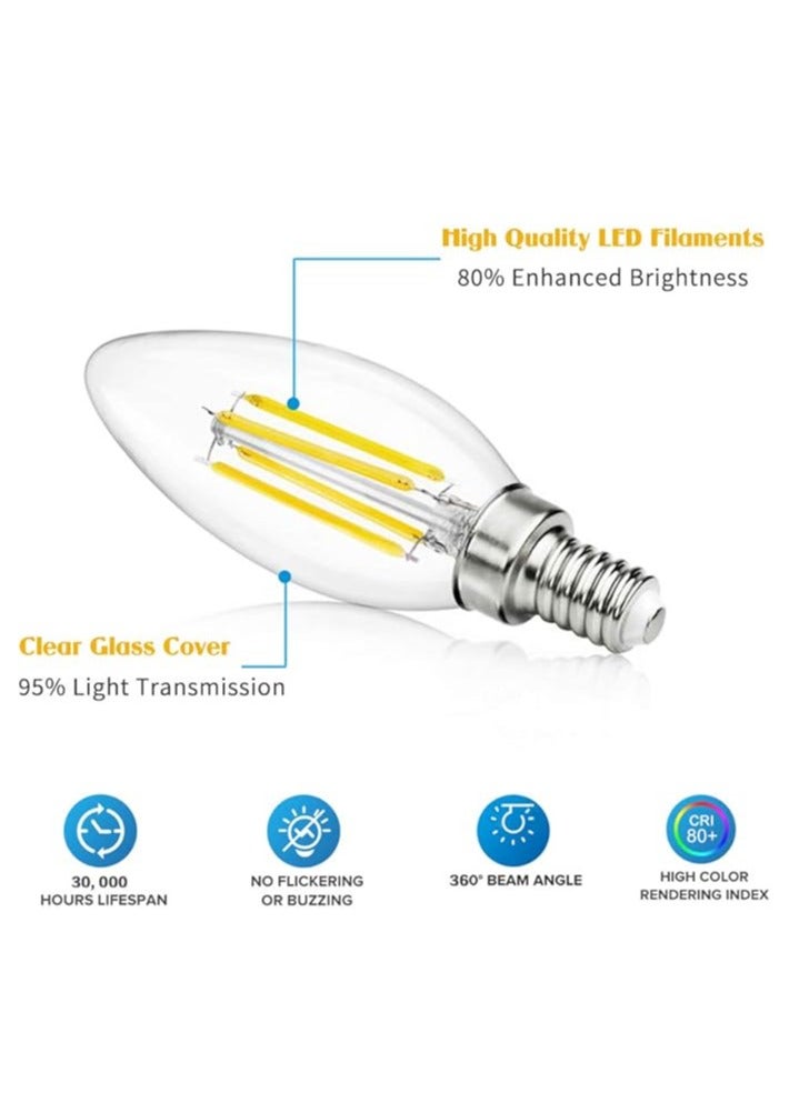 ESNCO E14 LED Light Bulb, Candle Bulb Warm White 2700K, 10 Pack, 4W 400lm, 230V  - Image 3