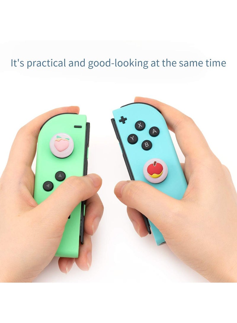 Thumb Grips Set, 4 PCS Thumbsticks Cover Silicone Joystick Caps for Switch/Switch Lite, KASTWAVE Cute Fruit Pattern Analog Stick Caps for Joy-Con Controller, Pink Peach and Apple - Image 5