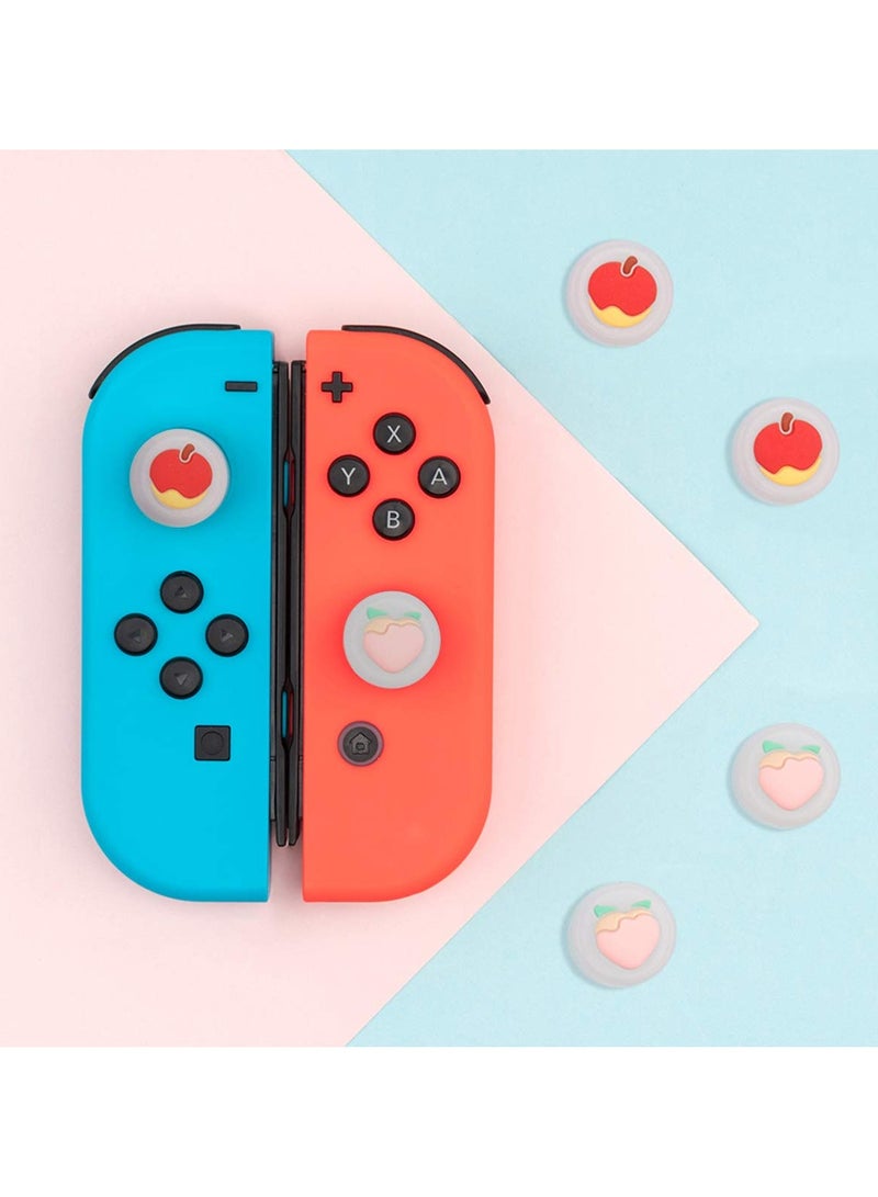 Thumb Grips Set, 4 PCS Thumbsticks Cover Silicone Joystick Caps for Switch/Switch Lite, KASTWAVE Cute Fruit Pattern Analog Stick Caps for Joy-Con Controller, Pink Peach and Apple - Image 2