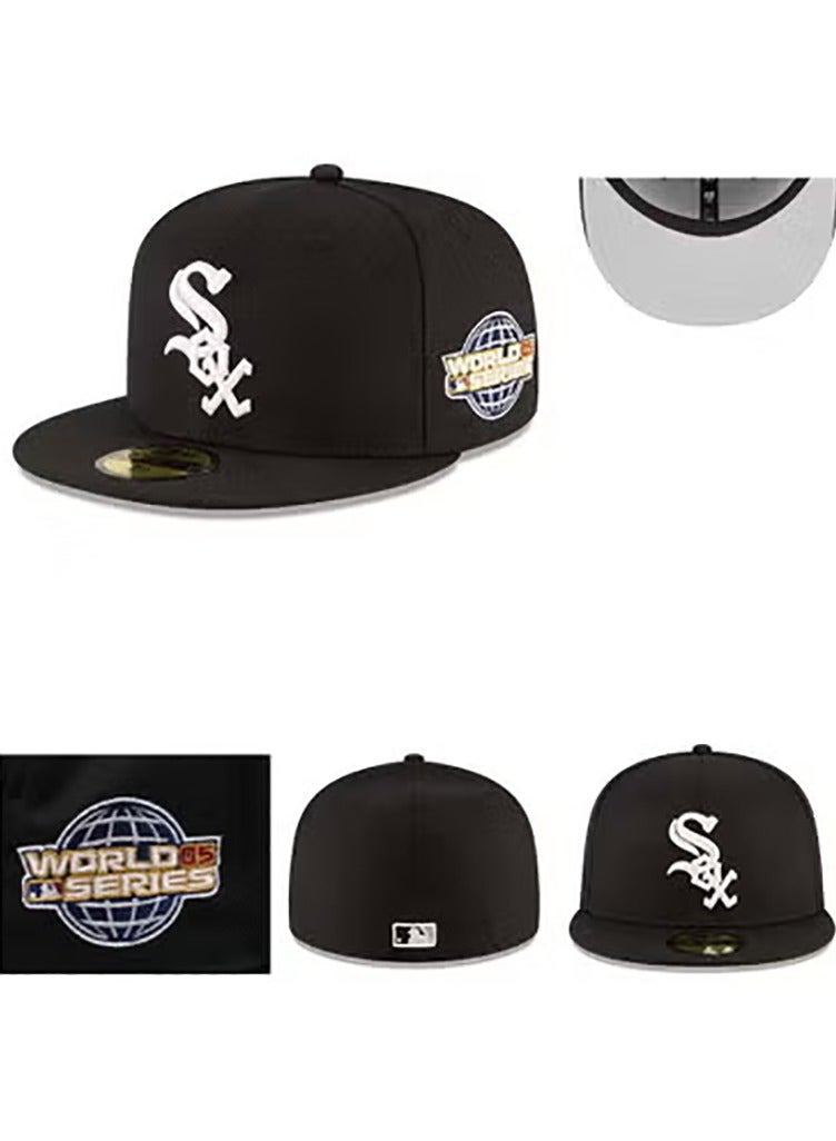 NEW ERA Chicago White Sox Black Flat - Brim Cap, World Series Patch - 58.7cm 