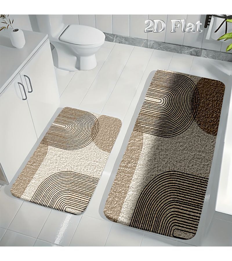 Modern U Shaped Bathroom Floor Mat 40x60cm Elegant Design Toilet Lid Cover - Image 1