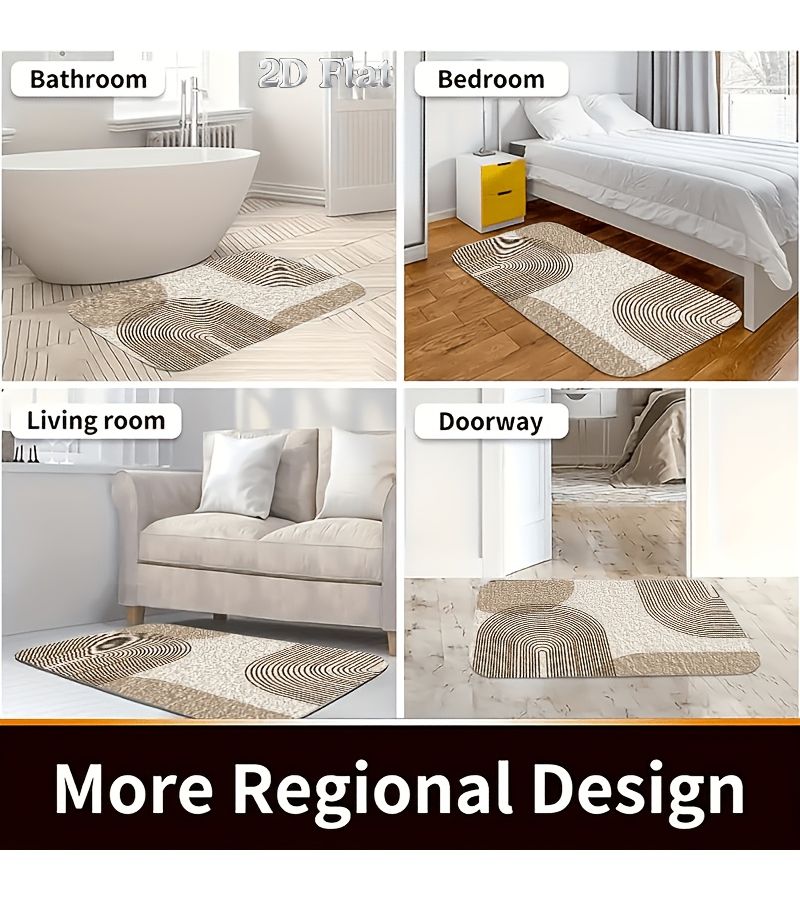 Modern U Shaped Bathroom Floor Mat 40x60cm Elegant Design Toilet Lid Cover - Image 2