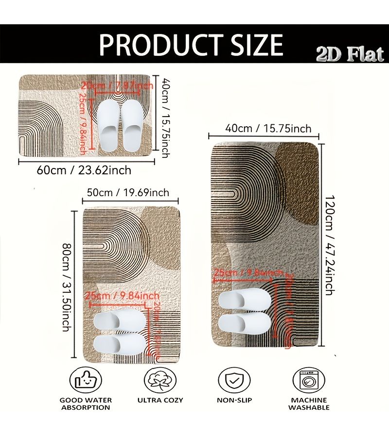 Modern U Shaped Bathroom Floor Mat 40x60cm Elegant Design Toilet Lid Cover - Image 4