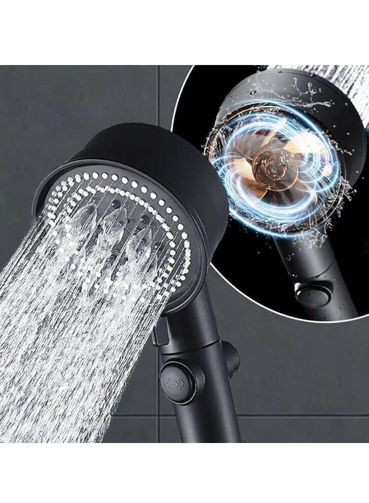High Pressure Water Saving Adjustable Shower Head (1 Pieces) - Black  - Image 2