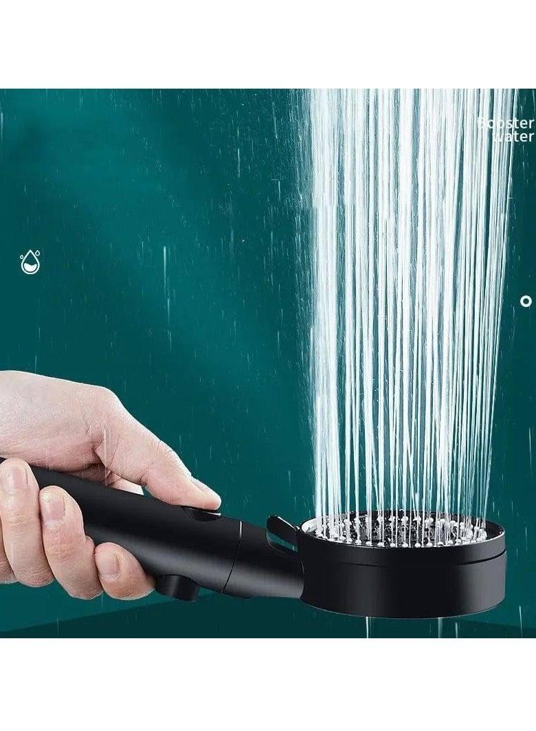 High Pressure Water Saving Adjustable Shower Head (1 Pieces) - Black  - Image 3