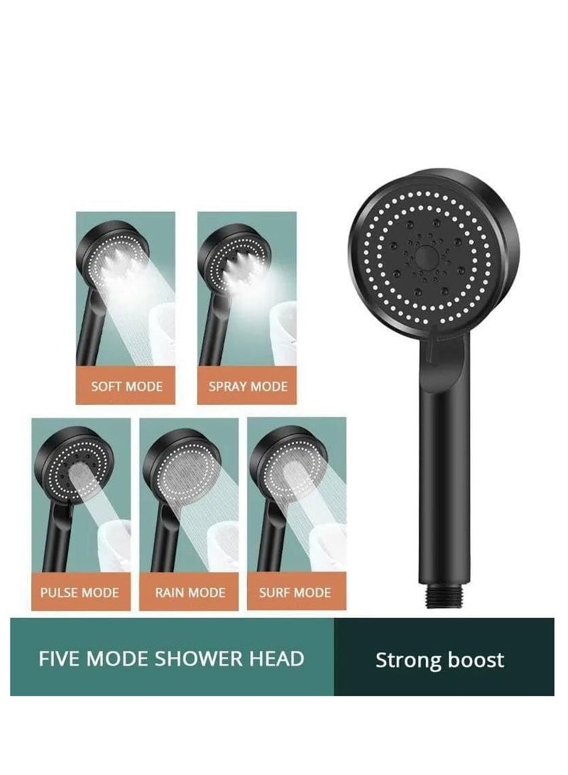 High Pressure Water Saving Adjustable Shower Head (1 Pieces) - Black  - Image 4