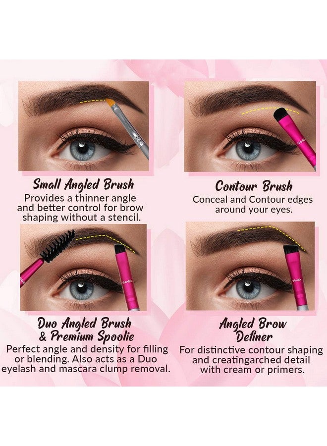 فيرتكس طقم فرش حواجب رفيع بزاوية - فرشاة تحديد الحواجب لتحديد وإخفاء ملامح العينين، فرشاة ثنائية ذات شعيرات قوية، قلم تحديد لملء الفراغات، جل دهن الشعر | استنسل محدد عيون مجنح بأقواس تحديد - Image 3