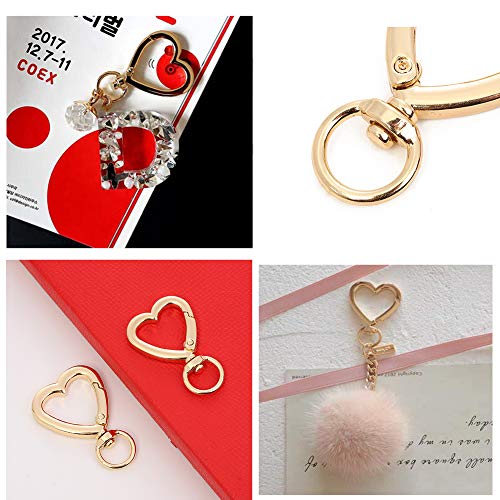 SUKPSY 8 Pcs Heart Swivel Spring Clasps Carabiner Buckle Metal Spring Key Chain Hook Clasps Hardware Accessories for Handbag DIY Bags Key Rings and Craft Making - Image 3