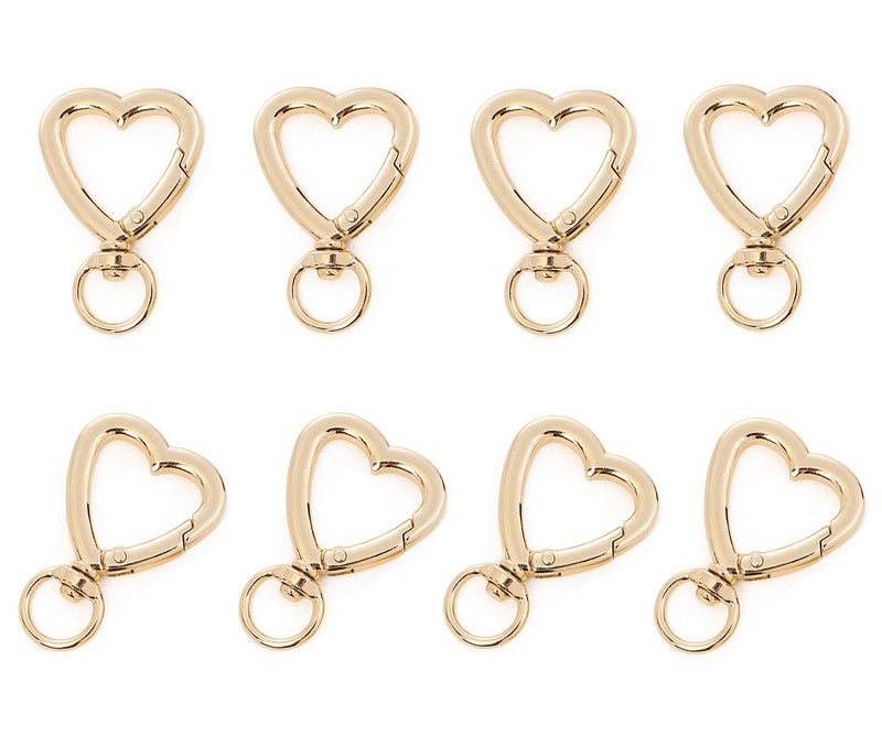 SUKPSY 8 Pcs Heart Swivel Spring Clasps Carabiner Buckle Metal Spring Key Chain Hook Clasps Hardware Accessories for Handbag DIY Bags Key Rings and Craft Making - Image 1