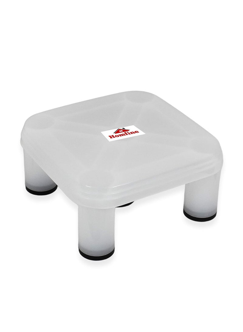 Homfine Homfine 5 Legs Strong Plastic Bath Stool Patla for Multiple Use in Bathroom, Home, Kitchen, Office (White, Medium, 1Pc) 29x29x14cm, Square  - Image 1