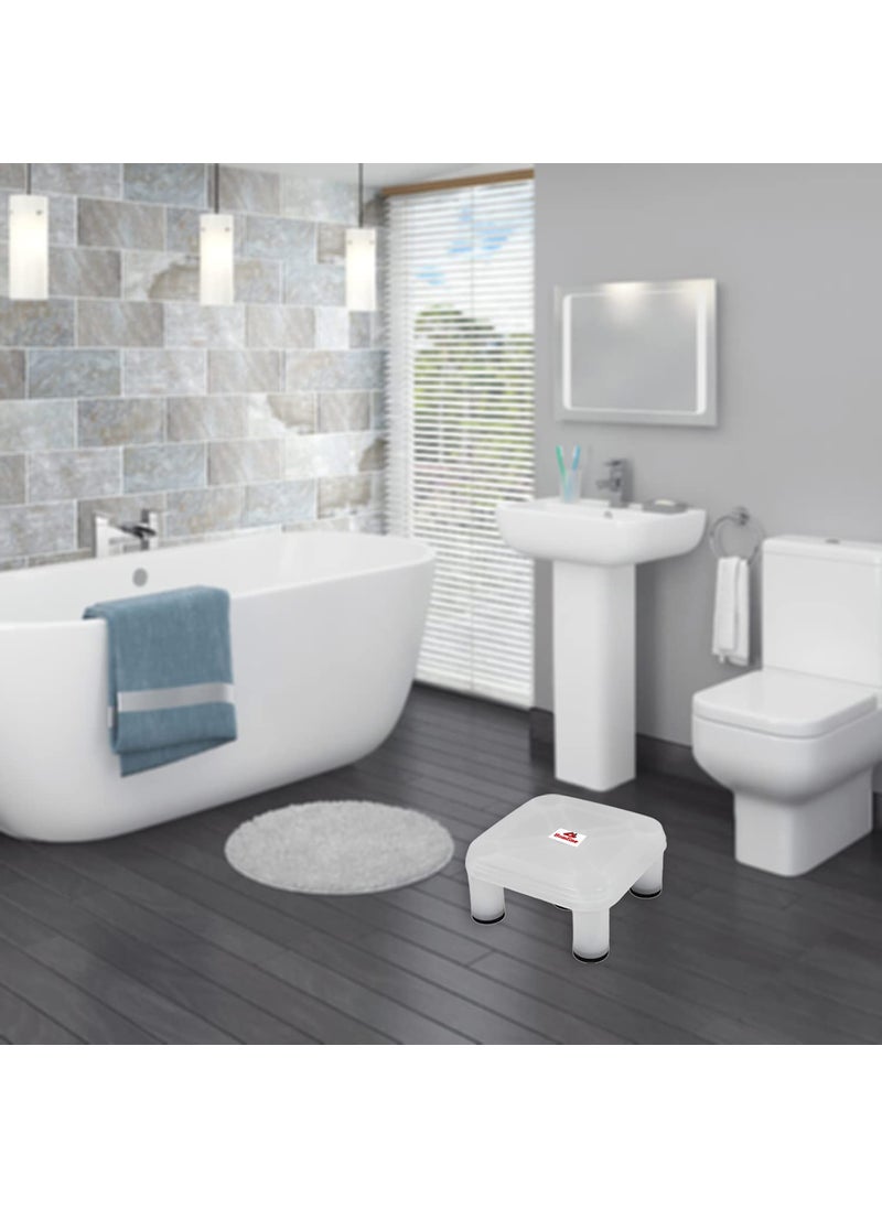 Homfine Homfine 5 Legs Strong Plastic Bath Stool Patla for Multiple Use in Bathroom, Home, Kitchen, Office (White, Medium, 1Pc) 29x29x14cm, Square  - Image 4