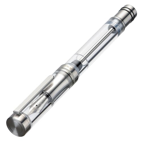 Asvine V200 Titanium Fountain Pen Vacuum Filling, Bock Broad Nib Clear Transparent Acrylic Smooth Writing Pen Case Set - Image 3