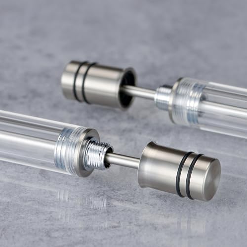 Asvine V200 Titanium Fountain Pen Vacuum Filling, Bock Broad Nib Clear Transparent Acrylic Smooth Writing Pen Case Set - Image 4