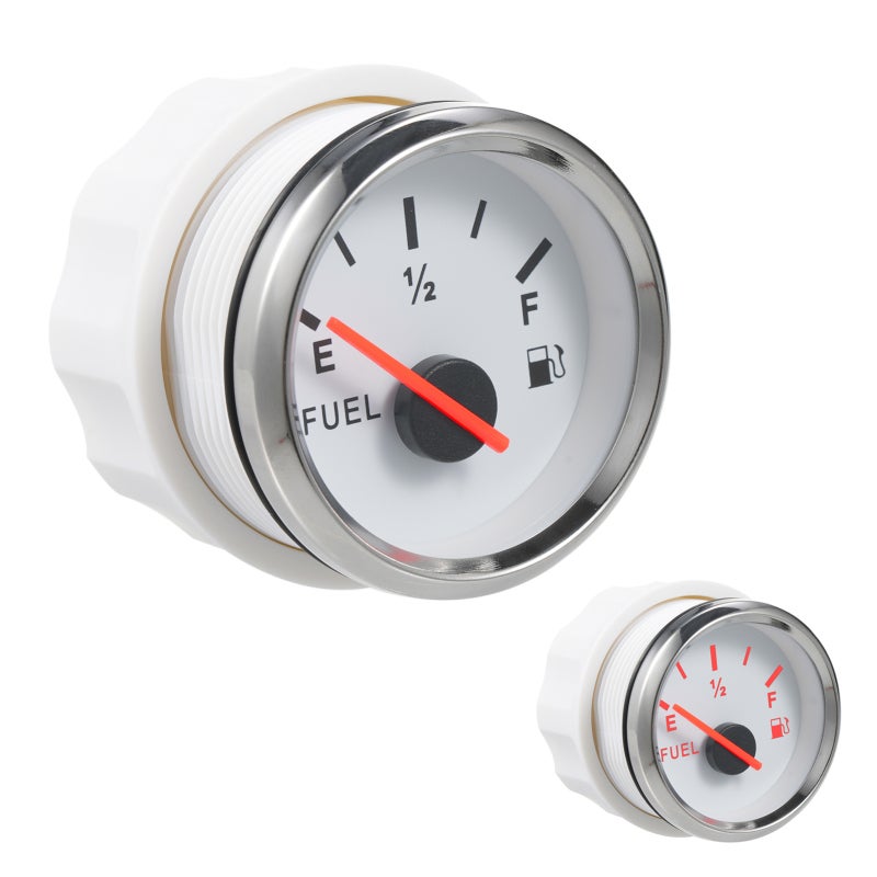 Marine Fuel Level Gauge: 240-33Ohm, IP67 Waterproof 316 Stainless Steel, 9-32V Ultra-Wide Voltage, Red LED Backlight - Easy To Install Boat Fuel Gauge for Auto Car Boat Truck Vehicle RV - Image 1