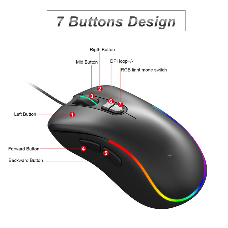One Handed Gaming Keyboard And Combo V500 RGB Gaming Keypads And J300 Gaming Gaming Keypad Wired Gaming Keyboard with 2 USB Ports And Gaming - Image 5