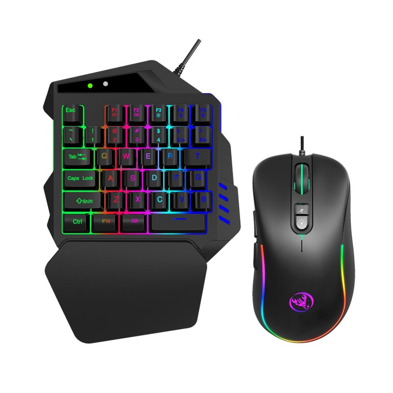 One Handed Gaming Keyboard And Combo V500 RGB Gaming Keypads And J300 Gaming Gaming Keypad Wired Gaming Keyboard with 2 USB Ports And Gaming - Image 1