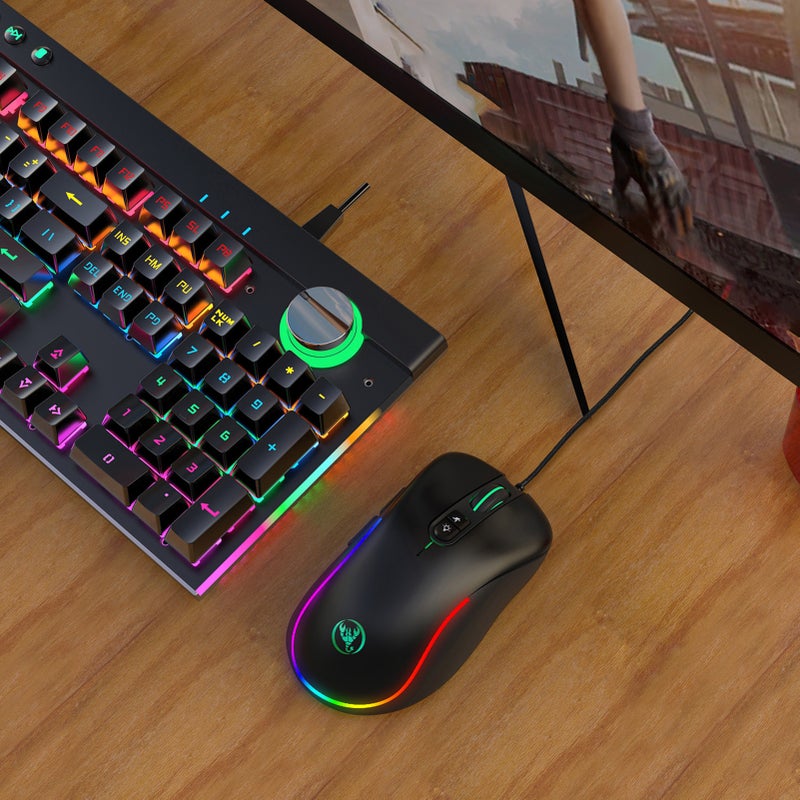 One Handed Gaming Keyboard And Combo V500 RGB Gaming Keypads And J300 Gaming Gaming Keypad Wired Gaming Keyboard with 2 USB Ports And Gaming - Image 2