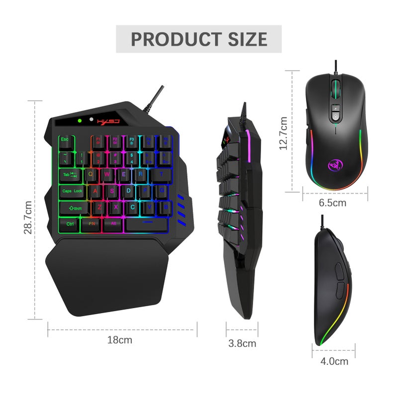 One Handed Gaming Keyboard And Combo V500 RGB Gaming Keypads And J300 Gaming Gaming Keypad Wired Gaming Keyboard with 2 USB Ports And Gaming - Image 3