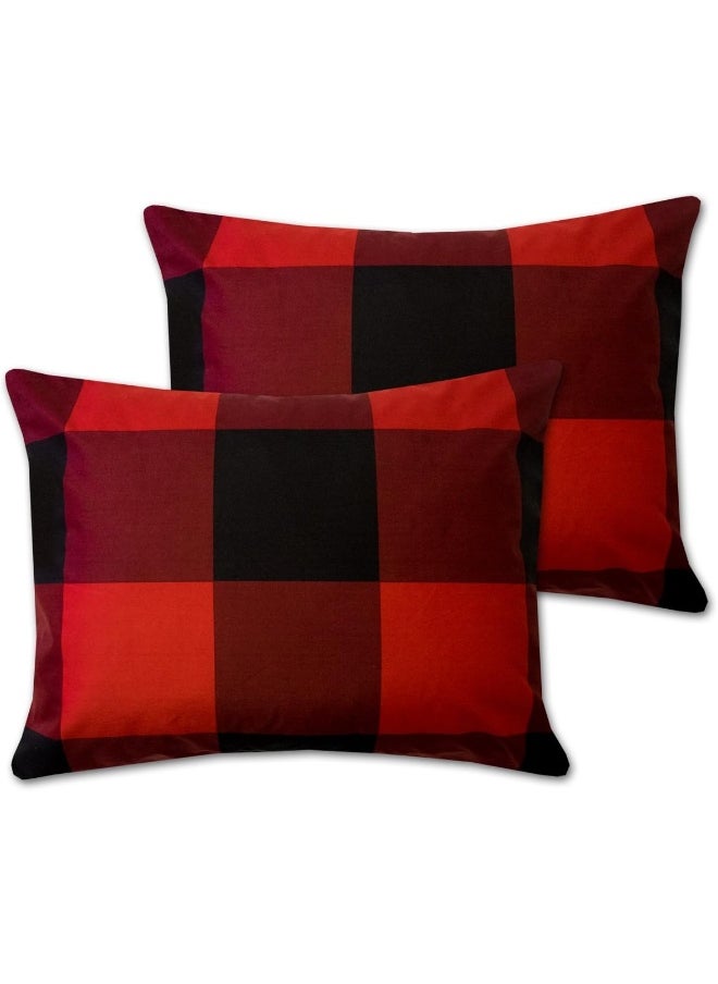 Sweet Home Collection Sweet Home Collection 4 Piece Buffalo Check Plaid Design Reversible to Solid Color with 2 Shams & Throw Pillow, Full/Queen, Burgundy  - Image 4