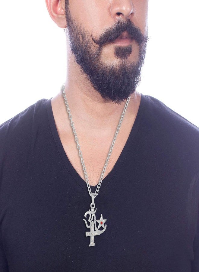 morir Silver Plated CZ All Religion Secular India Chain Pendant Necklace Jewellery for Men and Women - Image 3