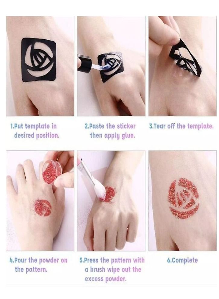 طقم تاتو لامع لامع في الظلام من 24 لونًا ، وشم مؤقت لامع - Image 2