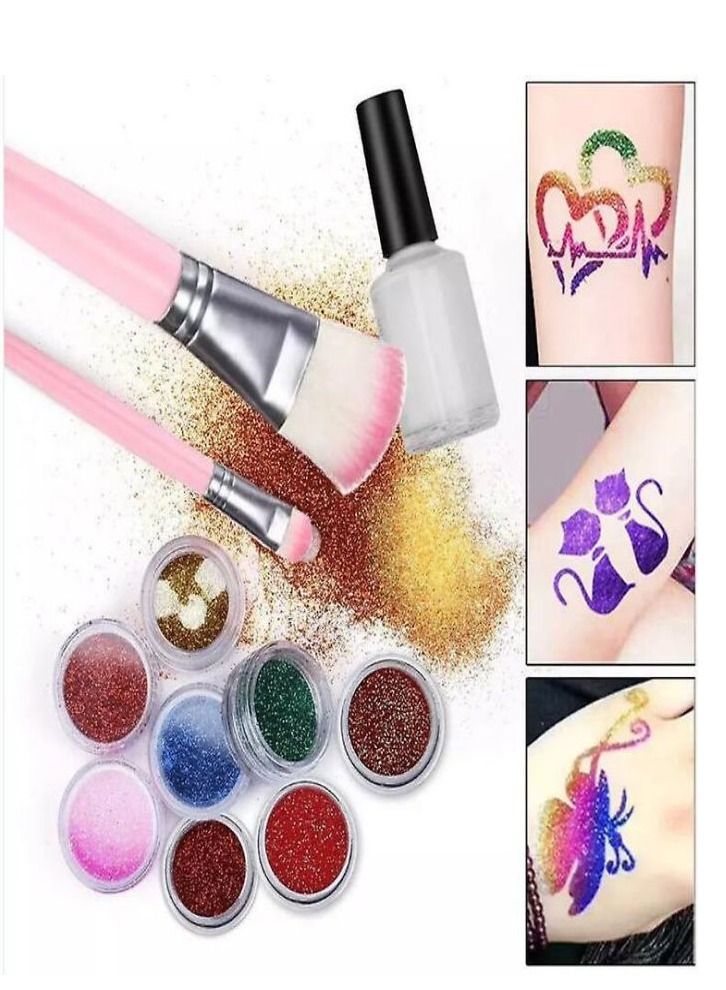 طقم تاتو لامع لامع في الظلام من 24 لونًا ، وشم مؤقت لامع - Image 3