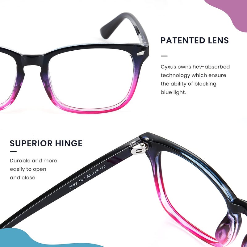 Cyxus Blue Light Glasses for Men Women Reduce Eye Strain UV Blocking for Computer Screen 8082 - Image 5