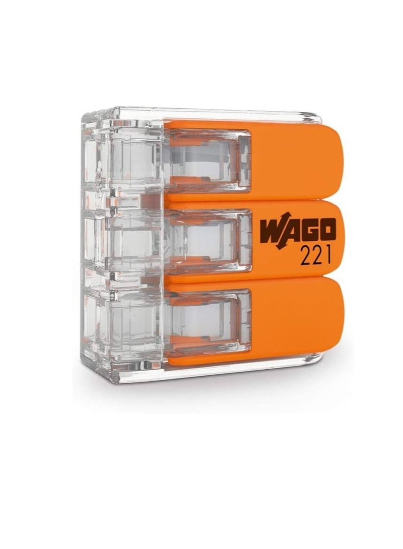 WAGO COMPACT Splicing Connector 221-413 for all conductor types max 4 mm 3 conductor with levers transparent Packing Unit - Image 3