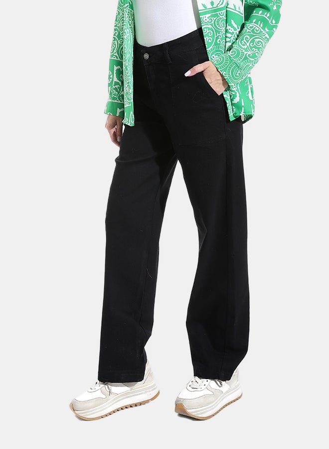 Andora Wide Leg Black Denim Pants_Black - Image 2
