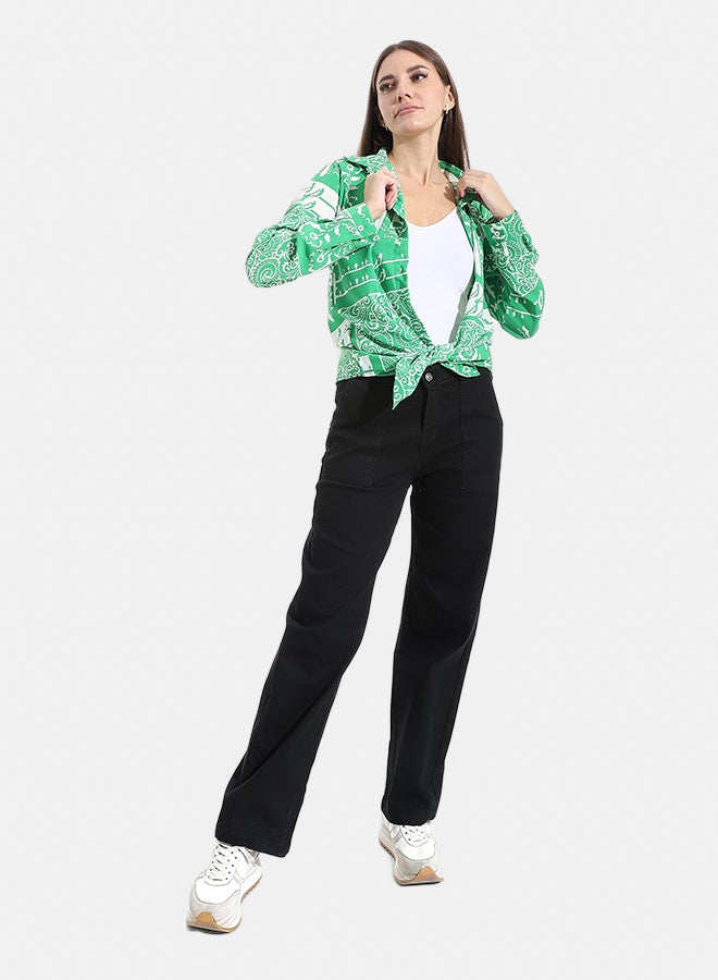 Andora Wide Leg Black Denim Pants_Black - Image 5