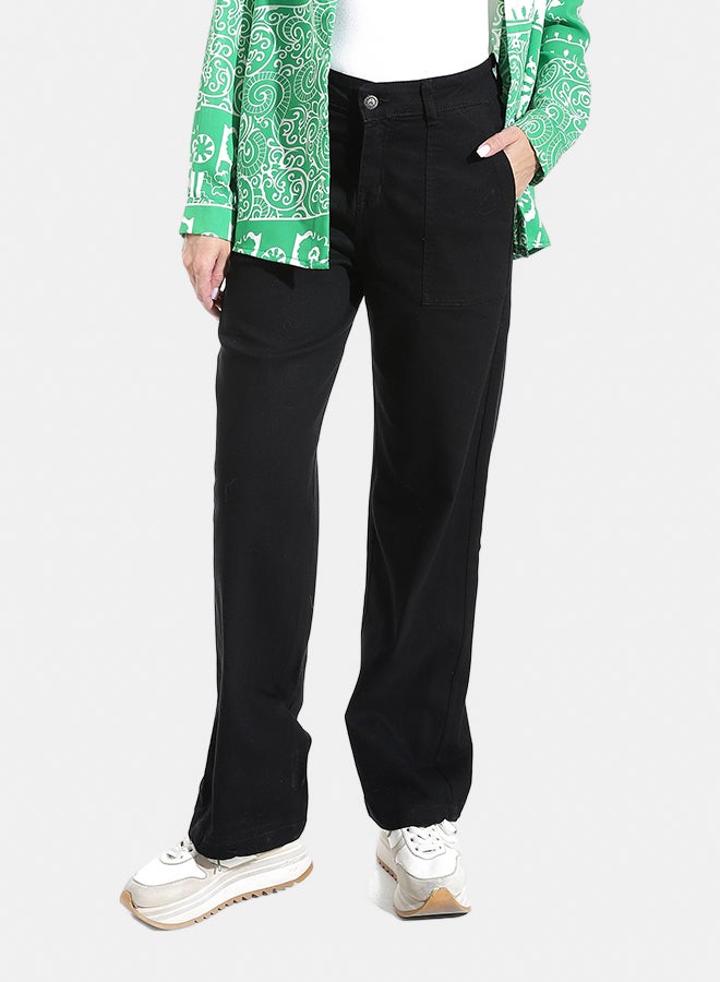 Andora Wide Leg Black Denim Pants_Black - Image 1