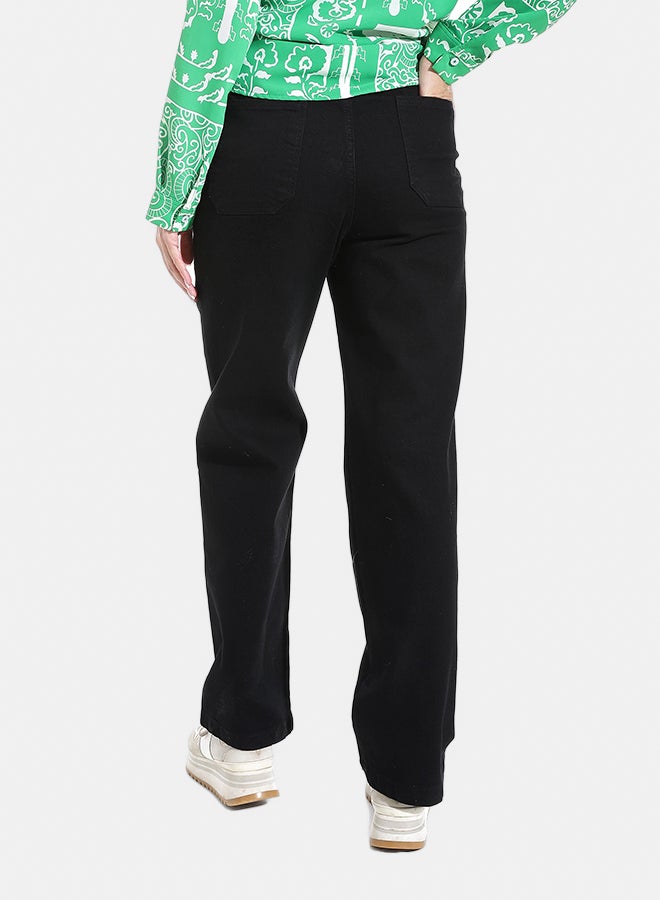 Andora Wide Leg Black Denim Pants_Black - Image 4