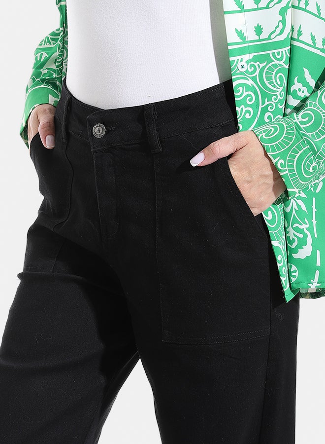Andora Wide Leg Black Denim Pants_Black - Image 3